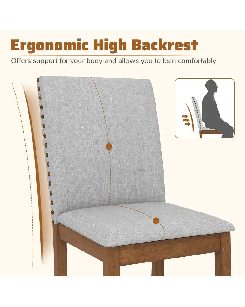 Set of 2 Upholstered Dining Chairs with Padded Seat for Living Room-Walnut - Walnut - Dining Chairs