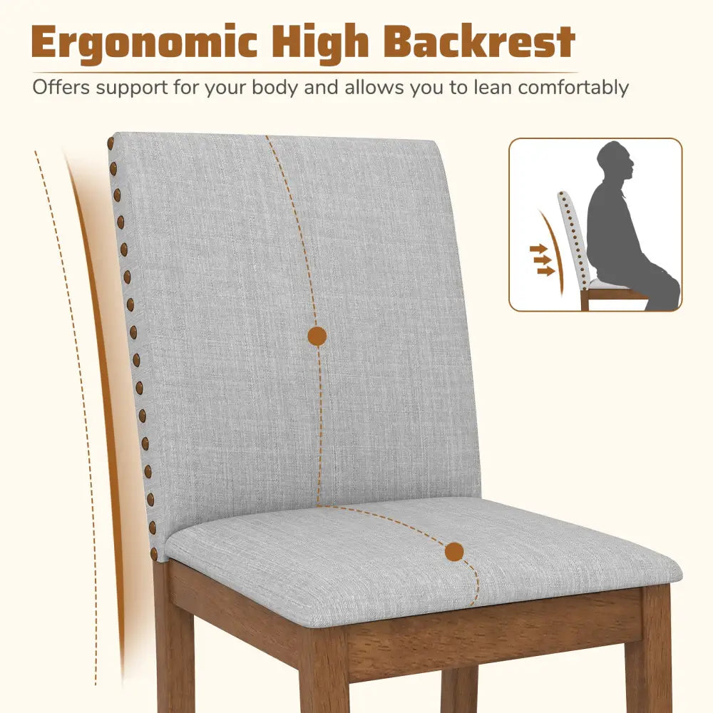 Set of 2 Upholstered Dining Chairs with Padded Seat for Living Room-Walnut - Walnut - Dining Chairs
