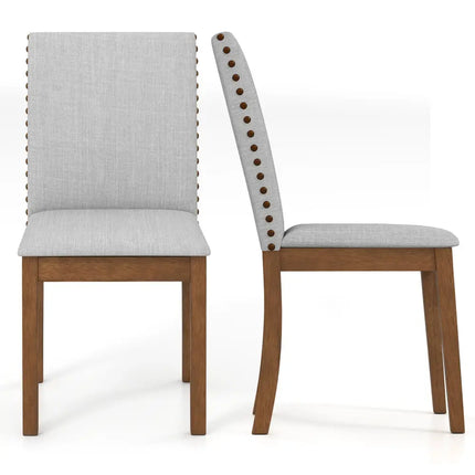 Set of 2 Upholstered Dining Chairs with Padded Seat for Living Room-Walnut - Walnut - Dining Chairs