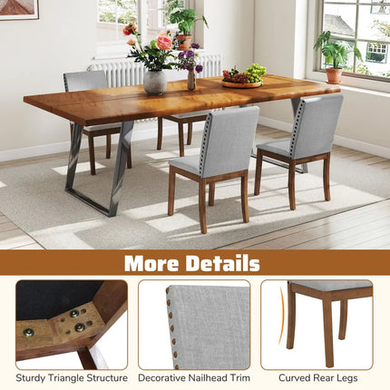 Set of 2 Upholstered Dining Chairs with Padded Seat for Living Room-Walnut - Walnut - Dining Chairs