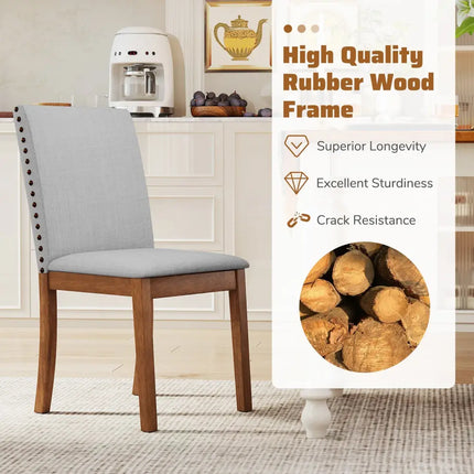 Set of 2 Upholstered Dining Chairs with Padded Seat for Living Room-Walnut - Walnut - Dining Chairs