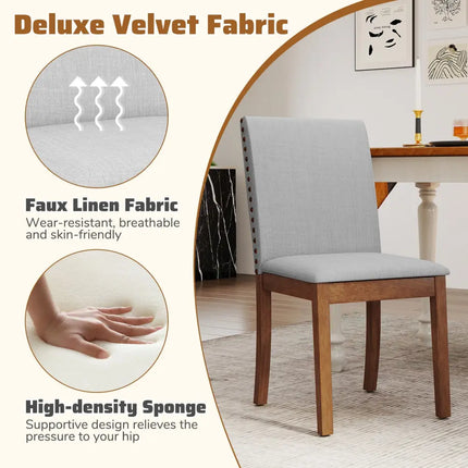 Set of 2 Upholstered Dining Chairs with Padded Seat for Living Room-Walnut - Walnut - Dining Chairs