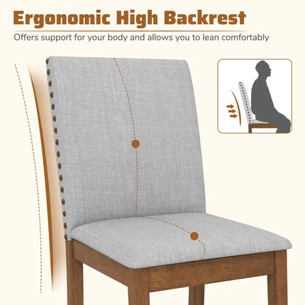 Set of 2 Upholstered Dining Chairs with Padded Seat for Living Room-Walnut - Walnut - Dining Chairs