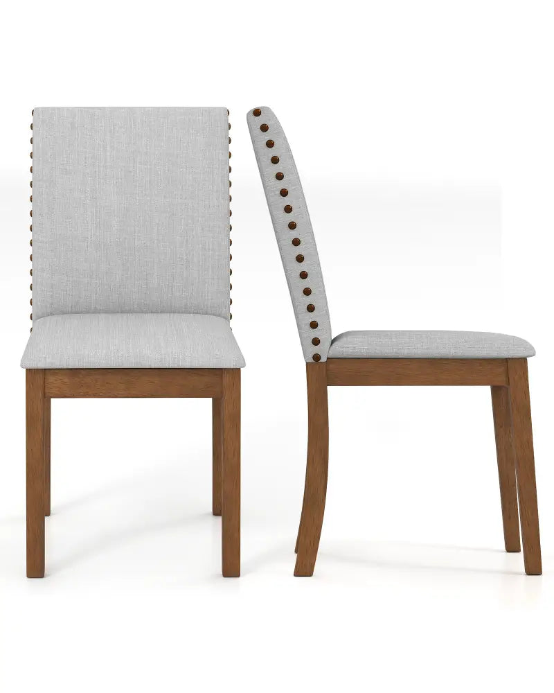 Set of 2 Upholstered Dining Chairs with Padded Seat for Living Room-Walnut - Walnut - Dining Chairs