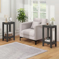 Set of 2 Versatile 2-Tier End Table with Storage Shelf-Black - Black - End & Side Tables