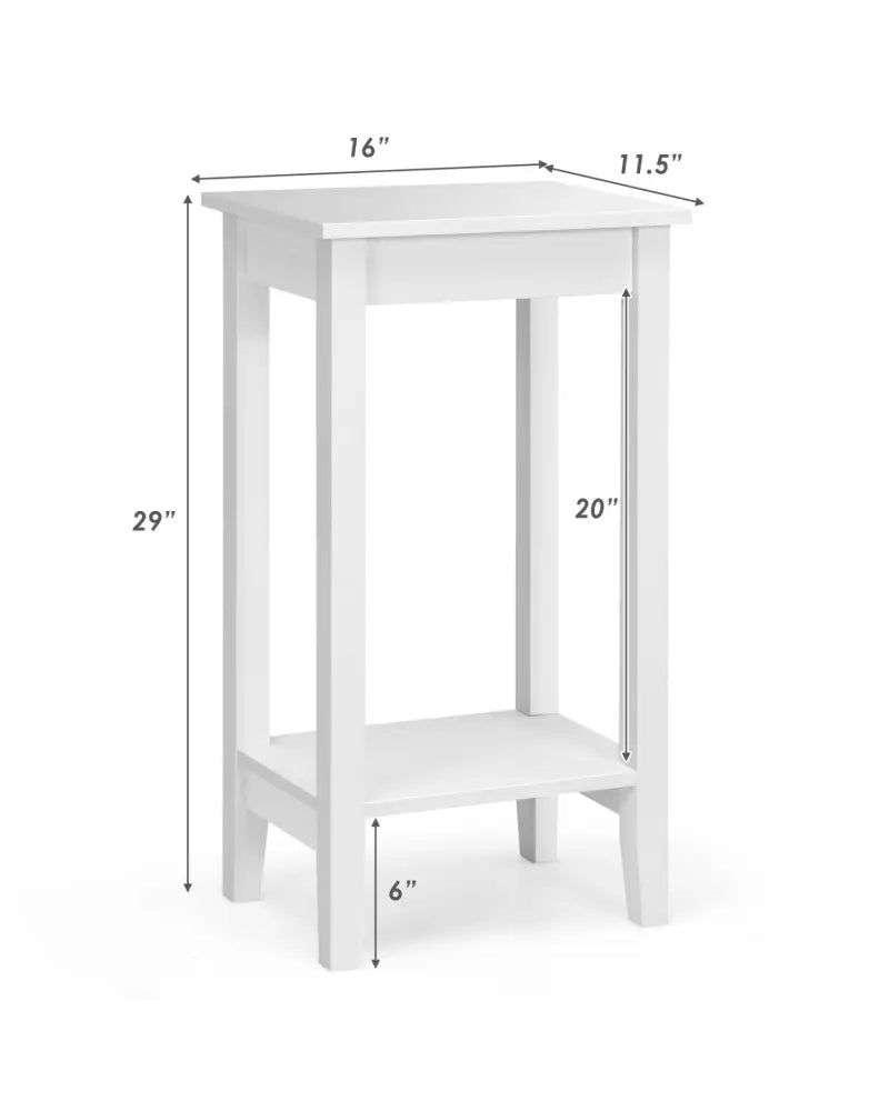 Set of 2 Versatile 2-Tier End Table with Storage Shelf-White - White - End & Side Tables