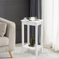 Set of 2 Versatile 2-Tier End Table with Storage Shelf-White - White - End & Side Tables