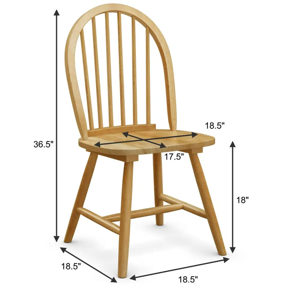Set of 2 Vintage Windsor Wood Chair with Spindle Back - Natural - Dining Chairs