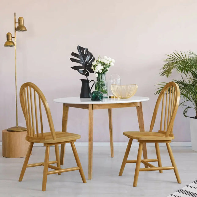 Set of 2 Vintage Windsor Wood Chair with Spindle Back - Natural - Kitchen & Dining