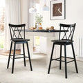 Set of 2 Windsor Bar Stool with Ergonomic Backrest and Footrests-29 inches - Black - Bar Stools