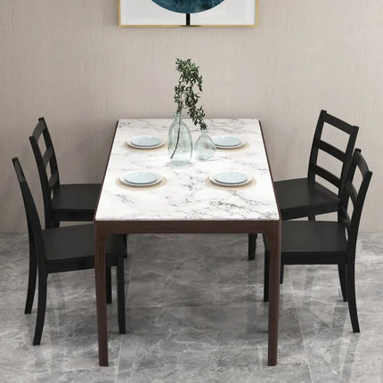 Set of 2 Wood Dining Chairs with Solid Rubber Wood Legs-Black - Black - Dining Chairs