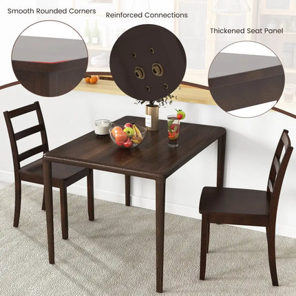 Set of 2 Wood Dining Chairs with Solid Rubber Wood Legs-Brown - Brown - Dining Chairs