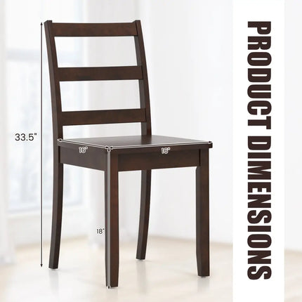 Set of 2 Wood Dining Chairs with Solid Rubber Wood Legs-Brown - Brown - Dining Chairs