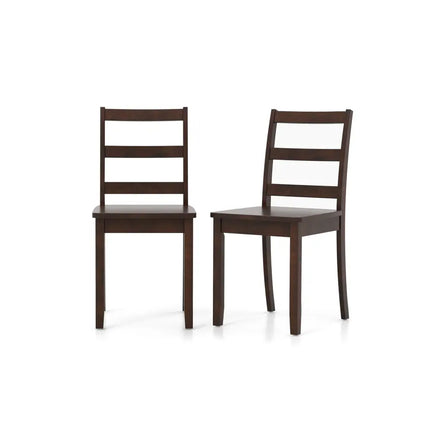 Set of 2 Wood Dining Chairs with Solid Rubber Wood Legs-Brown - Brown - Dining Chairs