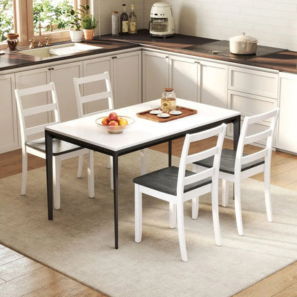 Set of 2 Wood Dining Chairs with Solid Rubber Wood Legs-Gray - Gray - Dining Chairs