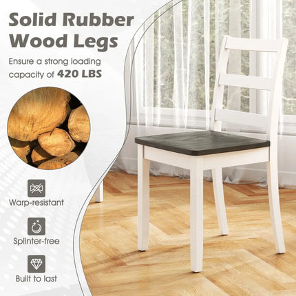 Set of 2 Wood Dining Chairs with Solid Rubber Wood Legs-Gray - Gray - Dining Chairs