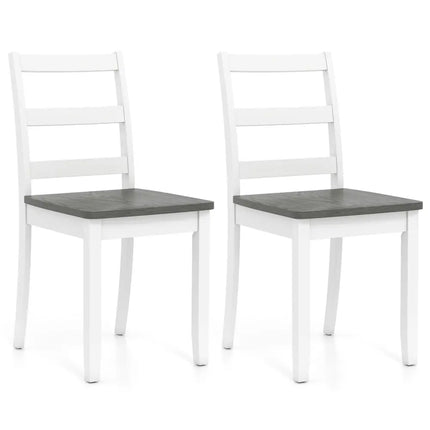 Set of 2 Wood Dining Chairs with Solid Rubber Wood Legs-Gray - Gray - Dining Chairs