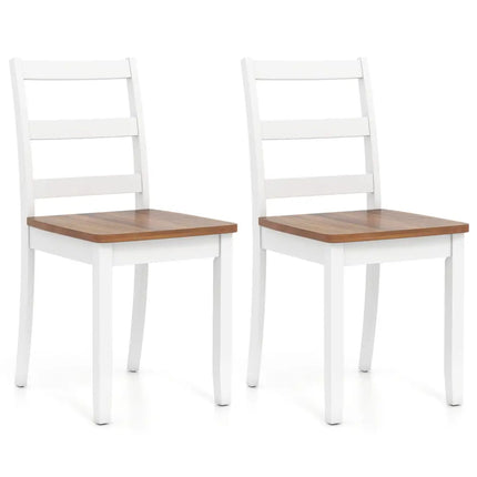 Set of 2 Wood Dining Chairs with Solid Rubber Wood Legs-Rustic Brown - Rustic Brown - Dining Chairs