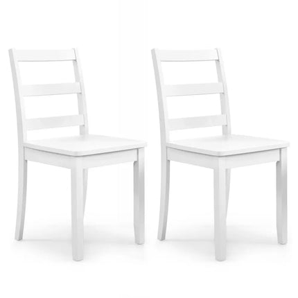 Set of 2 Wood Dining Chairs with Solid Rubber Wood Legs-White - White - Dining Chairs