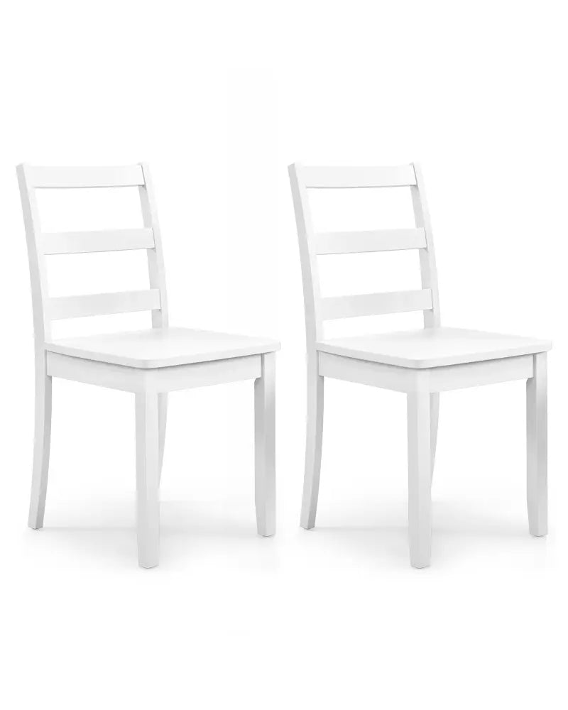 Set of 2 Wood Dining Chairs with Solid Rubber Wood Legs-White - White - Dining Chairs