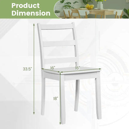Set of 2 Wood Dining Chairs with Solid Rubber Wood Legs-White - White - Dining Chairs
