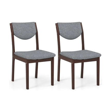 Set of 2 Wood Kitchen Chairs with Faux Leather Upholstered Seat-Gray - Gray - Dining Chairs