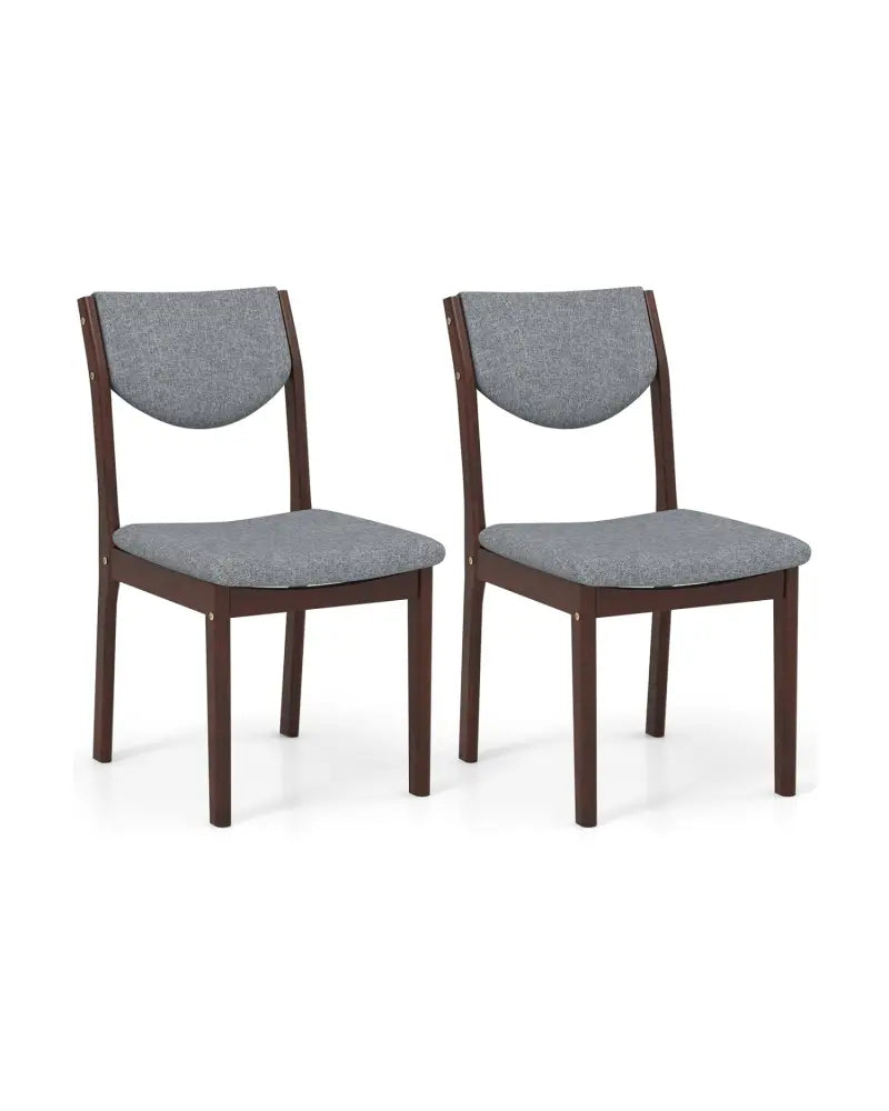 Set of 2 Wood Kitchen Chairs with Faux Leather Upholstered Seat-Gray - Gray - Dining Chairs