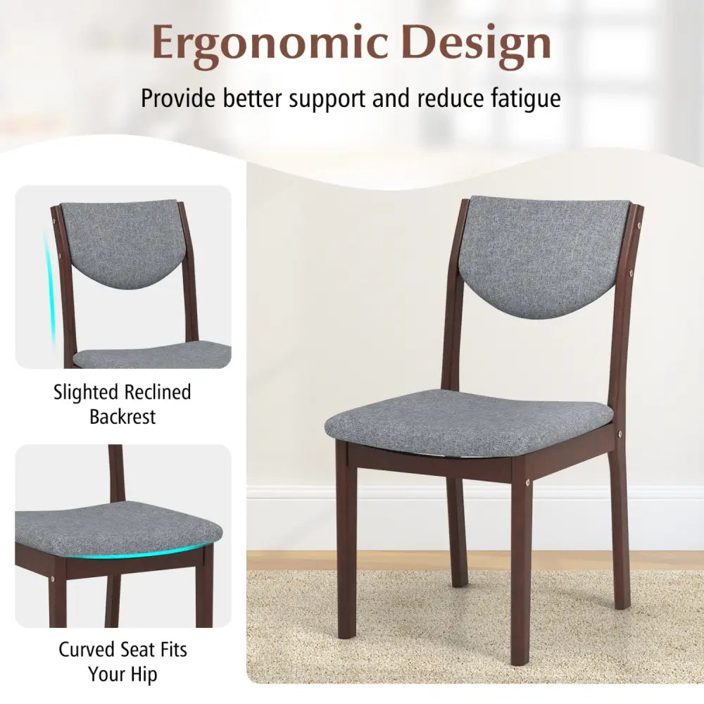 Set of 2 Wood Kitchen Chairs with Faux Leather Upholstered Seat-Gray - Gray - Dining Chairs