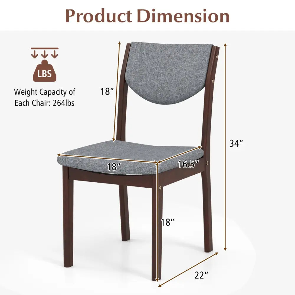 Set of 2 Wood Kitchen Chairs with Faux Leather Upholstered Seat-Gray - Gray - Dining Chairs