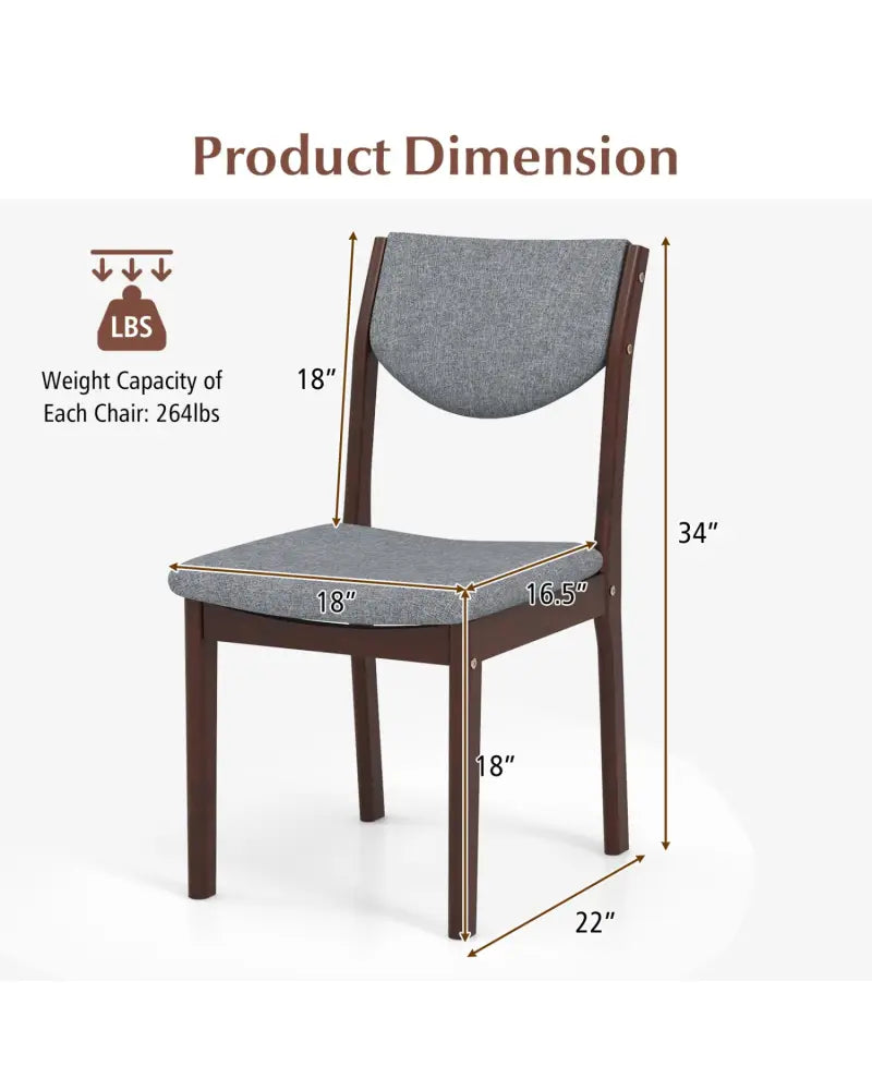 Set of 2 Wood Kitchen Chairs with Faux Leather Upholstered Seat-Gray - Gray - Dining Chairs