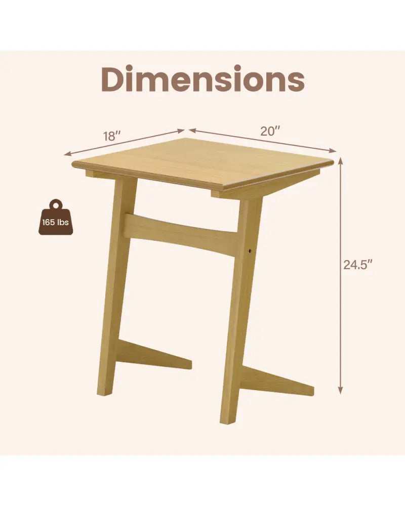 Set of 2 Wood Sofa Side Table C-shaped End Table with Wood Veneered Top - Natural - End & Side Tables