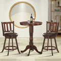 Set of 2 Wood Swivel Counter Height Dining Pub Bar Stools with PVC Cushioned Seat-25 Inch - Brown - Bar Stools