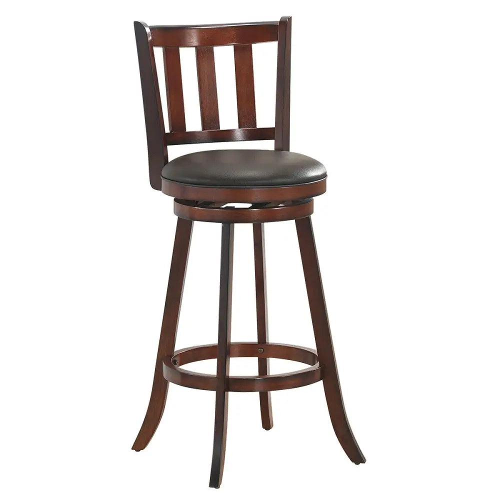 Set of 2 Wood Swivel Counter Height Dining Pub Bar Stools with PVC Cushioned Seat-29 Inch - Brown - Bar Stools