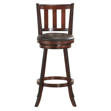 Set of 2 Wood Swivel Counter Height Dining Pub Bar Stools with PVC Cushioned Seat-29 Inch - Brown - Bar Stools