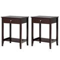 Set of 2 Wooden Bedside Sofa Table-Brown - Brown - End & Side Tables