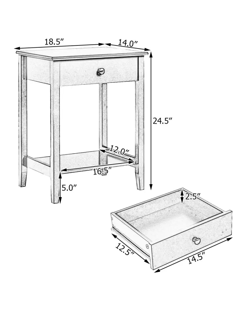Set of 2 Wooden Bedside Sofa Table-Gray - Gray - End & Side Tables