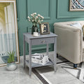 Set of 2 Wooden Bedside Sofa Table-Gray - Gray - End & Side Tables