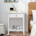 Set of 2 Wooden Bedside Table-White - White - End & Side Tables