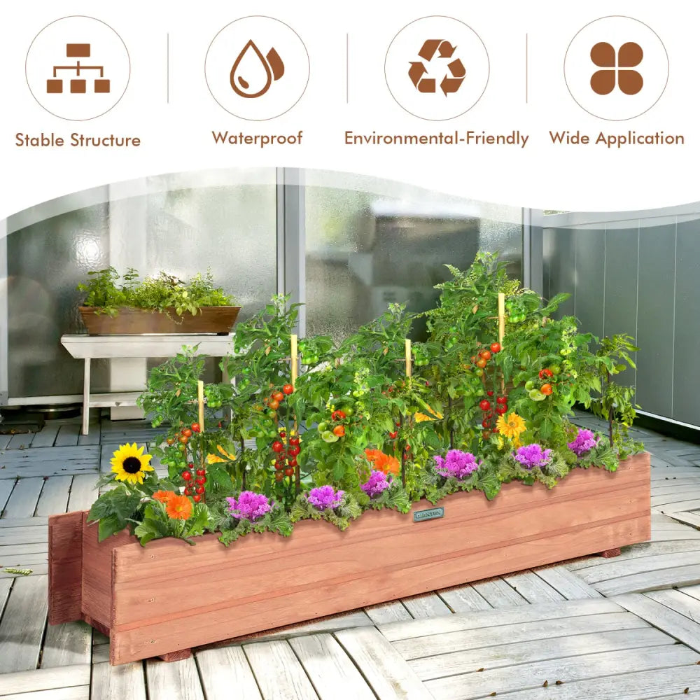 Set of 2 Wooden Decorative Raised Garden Bed for Yard and Window-Brown - Brown - Raised Garden Beds