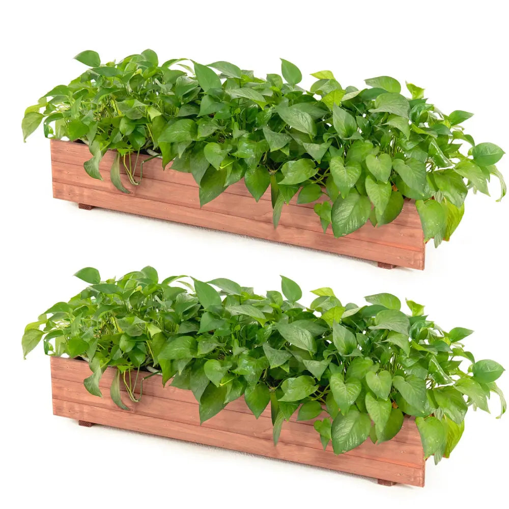 Set of 2 Wooden Decorative Raised Garden Bed for Yard and Window-Brown - Brown - Raised Garden Beds