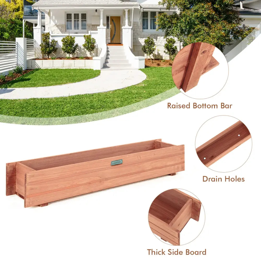 Set of 2 Wooden Decorative Raised Garden Bed for Yard and Window-Brown - Brown - Raised Garden Beds