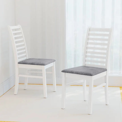 Set of 2 Wooden Dining Chair with Rubber Wood Legs for Living Room-White - White - Dining Chairs