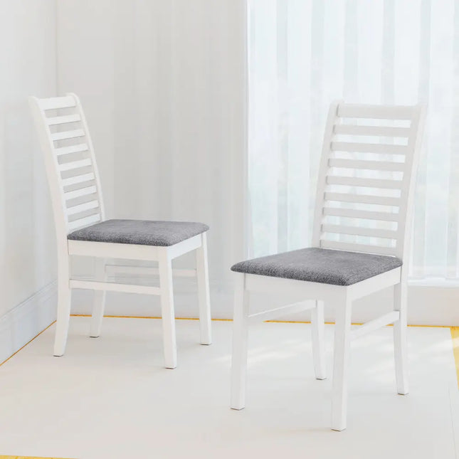 Set of 2 Wooden Dining Chair with Rubber Wood Legs for Living Room-White - White - Dining Chairs