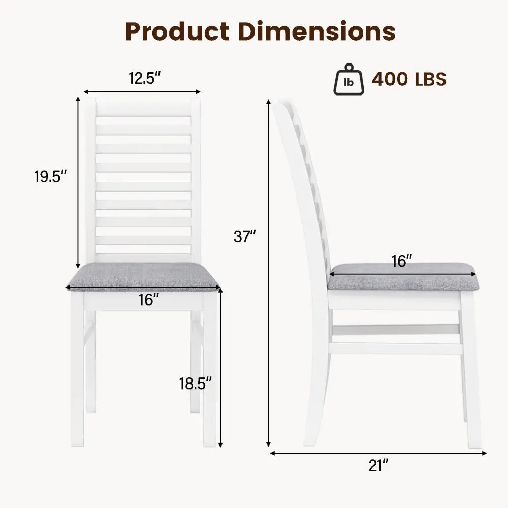 Set of 2 Wooden Dining Chair with Rubber Wood Legs for Living Room-White - White - Dining Chairs