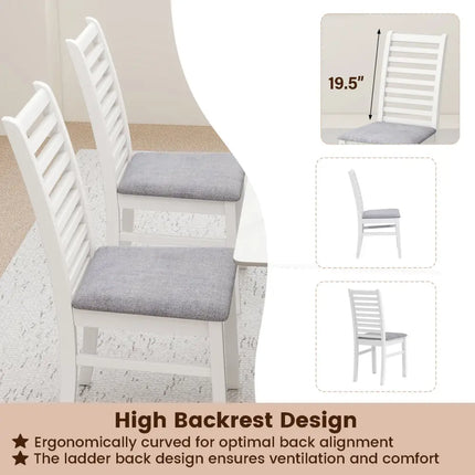 Set of 2 Wooden Dining Chair with Rubber Wood Legs for Living Room-White - White - Dining Chairs