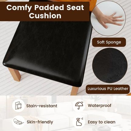 Set of 2 Wooden Dining Chair with Rubber Wood Legs for Living Room-Brown - Brown - Dining Chairs