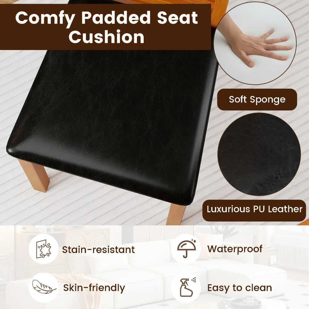 Set of 2 Wooden Dining Chair with Rubber Wood Legs for Living Room-Brown - Brown - Dining Chairs