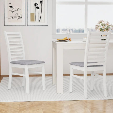 Set of 2 Wooden Dining Chair with Rubber Wood Legs for Living Room-White - White - Dining Chairs