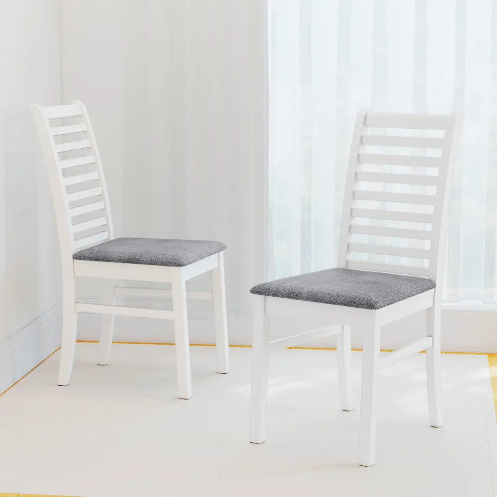 Set of 2 Wooden Dining Chair with Rubber Wood Legs for Living Room-White - White - Dining Chairs