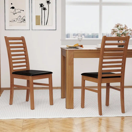 Set of 2 Wooden Dining Chair with Rubber Wood Legs for Living Room-Brown - Brown - Dining Chairs